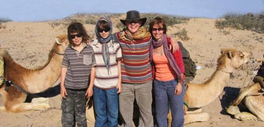 A family with camels in Morocco
