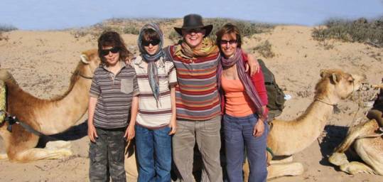 A family with camels in Morocco