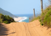 The road ot the beach in Mozambique - the jewel of the African Coast.