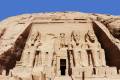The rock cut temple of Abu Simbel on the banks of Lake Nasser in Egypt