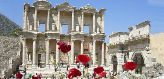 The Temple of Ephesus framed by poppies