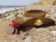 The iconic ANZAC hat on the beach of ANZAC cove