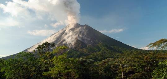Arenal Volcano in Costa Rica erupts. 