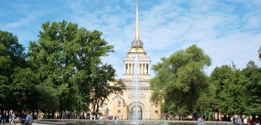 The Admiralty Building and fountain in St Petersburg