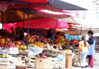 Locals shopping at a fruit stall in Sucre, Bolivia