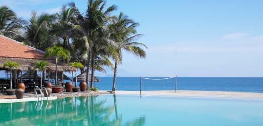 Hotel beach and pool at Nha Trang, Vietnam