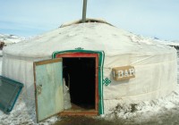 A Mongolian bar, inside a traditional Ger tent