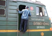 A Trans-Siberian train and its driver