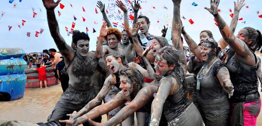 Revellers enjoying the Boryeong Mud Festival