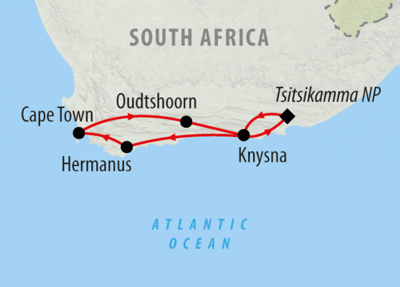cape town to oudtshoorn map