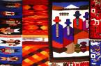 Colourful traditional Ecuadorian fabrics at Otavalo market
