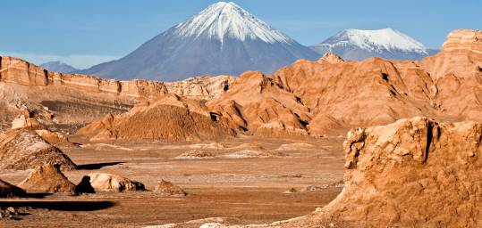 Desert and Volcanoes in Chile's famous Atacama Desert