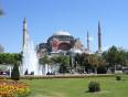 The beautiful Hagia Sofia with fountains in Istanbul