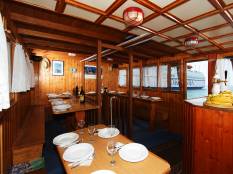 The dining room of a Classic Croatia sailing boat