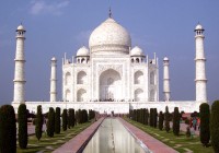 The gleaming white Taj Mahal in Agra
