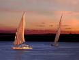 Feluccas on the Nile at sunset