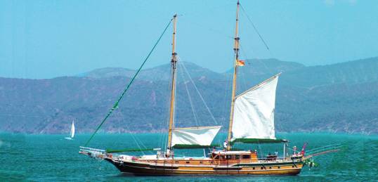 A Gulet cruising the Turkish Turquoise coast
