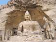 Carved sandstone Buddhist figures st the Datong Yungang Caves