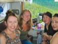 Four girls in a Trans-Siberian train carriage