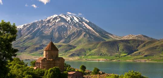 The perfectly preserved Armenian Church on Lake Van's Akdamar Island