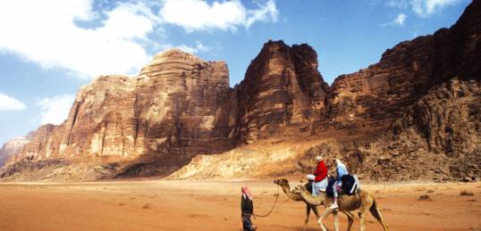 Camel riding in Jordan's Wadi Rum desert