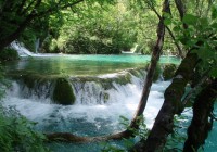 A waterfall at the stunning Plitvice Lakes