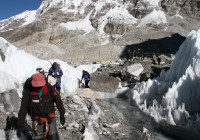 A group trekking up to Everest Base Camp in Nepal