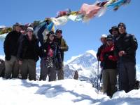 A group at the summit of Kala Pattar in Nepal