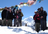 A group at the summit of Kala Pattar in Nepal
