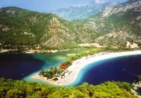 An aerial view of Olu Deniz near Fethiye