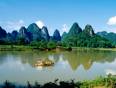 Mountain peaks rising from the Lijiang River