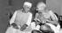 A photo of Gandhi chatting with Nehru