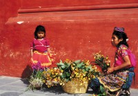 A local woman and child selling flowers in Guatemala