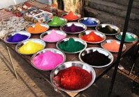 The bright paints used in Holi the festival of colours
