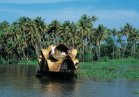 A rice boat in the Keralan backwaters
