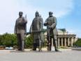 Three large statues of Russian heroes