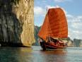 A typical junk boat in stunning Halong Bay - a popular stop on our Vietnam Tours