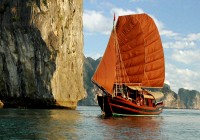 A typical junk boat in stunning Halong Bay - a popular stop on our Vietnam Tours