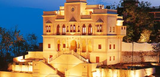 The beautiful Ananda Spa at night time