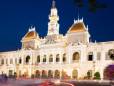 The Peoples Committee Building at night in Ho Chi Minh