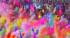 The beautiful brightly coloured powder paints of Holi, India's festival of colours, being thrown in