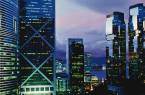 The skyscrapers of Hong Kong at night