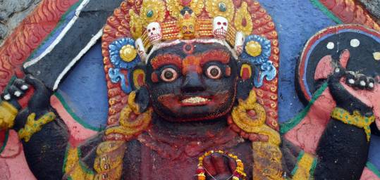 A warrior figure on a Nepalese temple