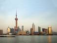 The futuristic Pudong skyline in Shanghai
