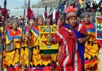 Local men parading up to the Sacsayhuaman ruins in Cuzco for Inti Raymi - Flickr Credit Bharat Rao