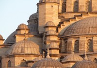 The mosques of Istanbul, Turkey up close at sunset