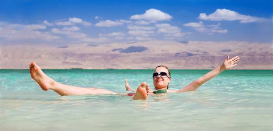 Floating in the Dead Sea - the lowest point on the earth's surface!