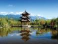 Temple and mountains in Lijiang