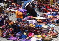 Brightly coloured goods on sale at a Peruvian market