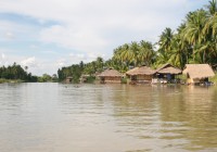 A village on the banks of the Mekong River - Laos
